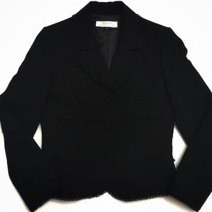 Tahari ASL Black Lace Trimmed Blazer Size 8